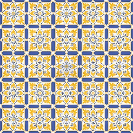 Téléchargez les illustrations : Modèle méditerranéen thème bleu et jaune - en licence libre de droit
