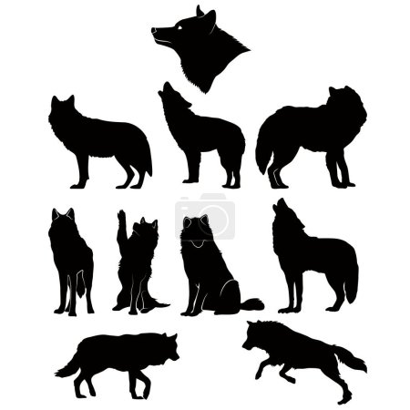 Wolf silhouettes collection, set