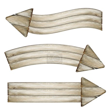 Téléchargez les illustrations : Bannières de flèche en bois altérées aquarelle - en licence libre de droit