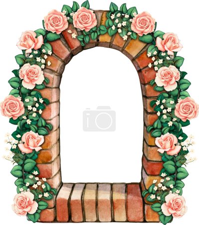 Ilustración de Watercolor brick arch european style - Imagen libre de derechos