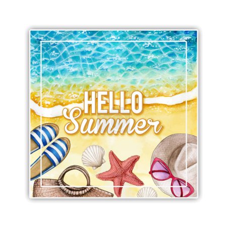 Watercolor square summer banner