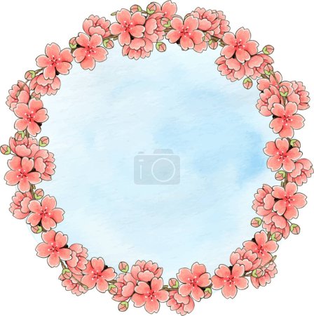 Illustration for Watercolor decorative cherry wreath - Royalty Free Image