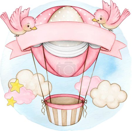 Ilustración de Acuarela globo de aire baby shower - Imagen libre de derechos