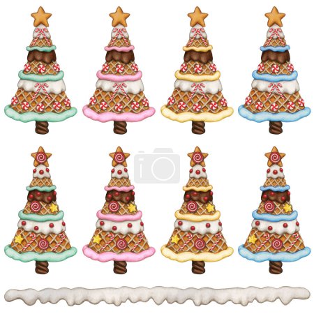 Illustration for Watercolor hand drawn gingerbread decorated christmas tree - Royalty Free Image