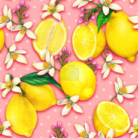 Ilustración de Acuarela limones patrón sin costura - Imagen libre de derechos