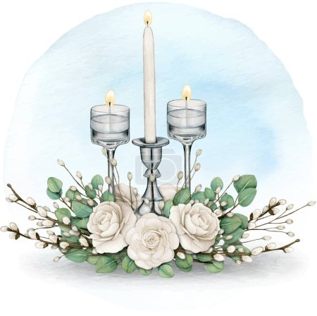 watercolor hand drawn elegant floral centerpiece