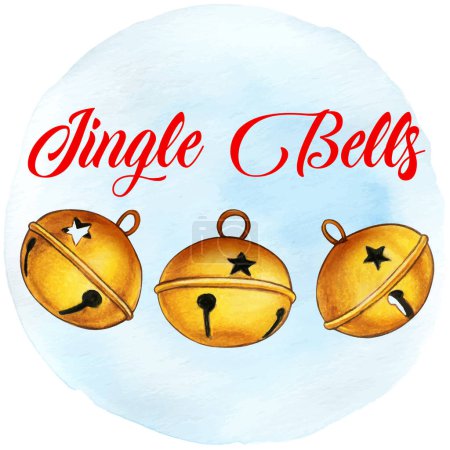 Watercolor hand drawn jingle bells decoration