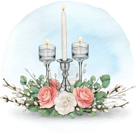 watercolor hand drawn elegant floral centerpiece
