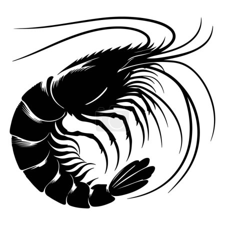 Crevettes silhouette vectoriel design fond blanc