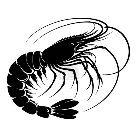 Crevettes silhouette vectoriel design fond blanc