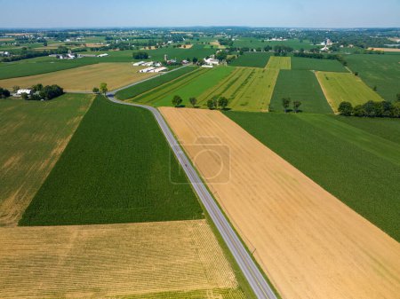Photo for An aerial of the beautiful green fields of southern Lancaster County, Pennsylvania. - Royalty Free Image