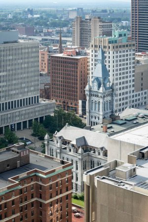 A High Angle View of Skyscrapers in Buffalo city New York