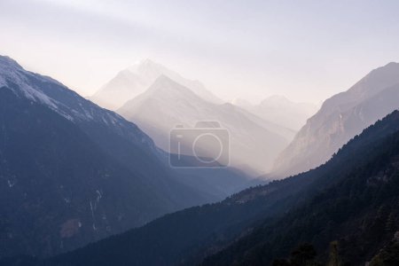A view of the Himalaya Mountains in the Morning Light.