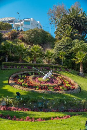 Flower clock or Reloj de Flores in Vina del Mar, Chile - Very green area in park built originally for the world cup somewhere in the 60s.