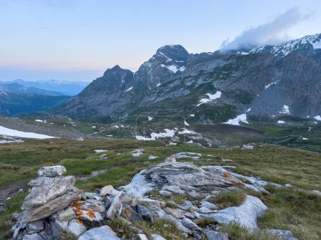 Hiking to Pointe de la Rechasse in National Park of Vanoise, France Alps. High quality photo