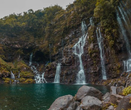 Grand Galet or Langevin waterfall in Reunion, France, Africa. High quality photo