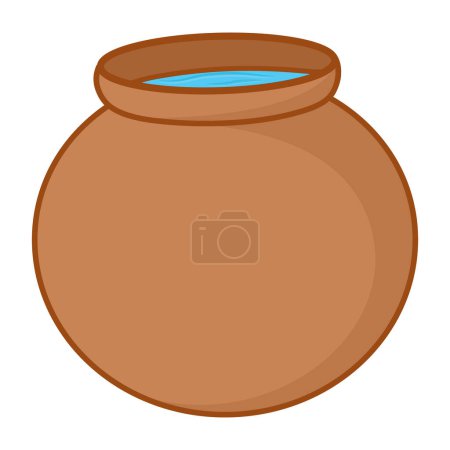 Water pot of soil (ghada, Matka ) Vector illustration