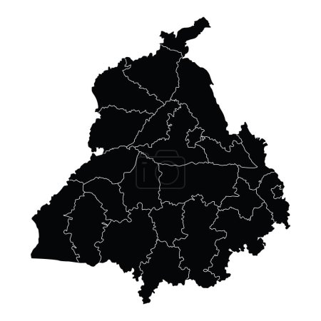Punjab Silhouette black map vector illustration on white background.