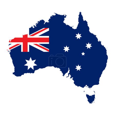 Bandera de Australia con mapa. Bandera nacional australiana, fondo blanco, vector. Vector imagen Australia bandera stock images