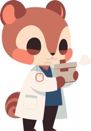 Squirrel Animal Friends Became Scientists, Cute Cartoon Style Vector Illustration