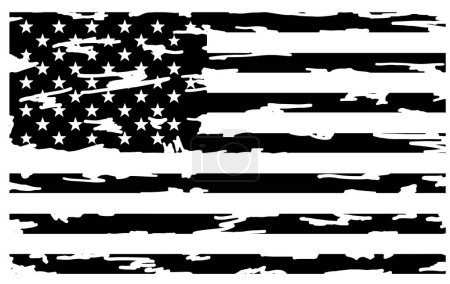 Grunge USA flag. Vector old American flag. Black and White American Flag