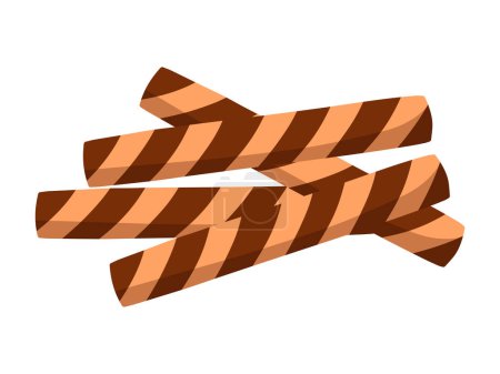 Rouleau de bâton de gaufrette Astor au chocolat pour le logo de l'icône de caniche plate Eid Al Fitr. Illustration vectorielle de bande dessinée isolée sur fond blanc