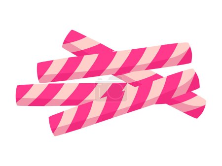 Pink Astor Wafer Stick Roll für Eid Al Fitr Flat Doodle Icon Logo. Cartoon Vektor Illustration isoliert auf weißem Hintergrund