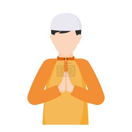 Männliche islamische Figur Avatar Icon Clipart in Animated Cartoon Vector Illustration Design