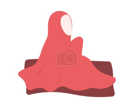 Cute Islamic Female Praying Icon Clipart in Animation Vector Illustration Design for Islamic Background Elements Template