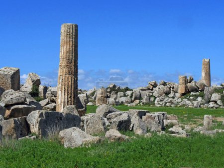 Téléchargez les photos : Reste des décombres du Temple G et du Temple E, Selinunte, Sicile, Italie - en image libre de droit