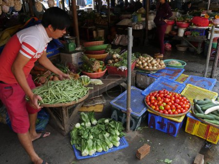 Téléchargez les photos : Vietnam, Province de Quang Nam, Ville de Hoi An, Vieille ville inscrite au patrimoine mondial par l'Unesco, le marché - en image libre de droit