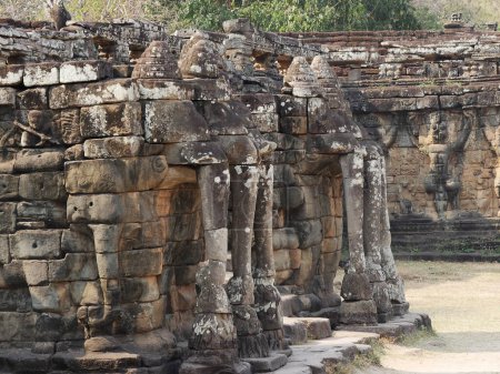 Foto de Bajorrelieve de elefantes, provincia de Siem Reap, complejo de templos de Angkor Patrimonio de la Humanidad por la Unesco en 1192, Camboya - Imagen libre de derechos