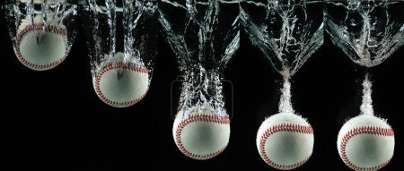 Photo for Baseball's Ball Falling into Water against White background. - Royalty Free Image