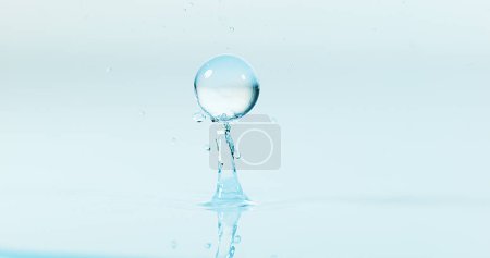 Photo for Gel Bowls Falling against blue Background - Royalty Free Image