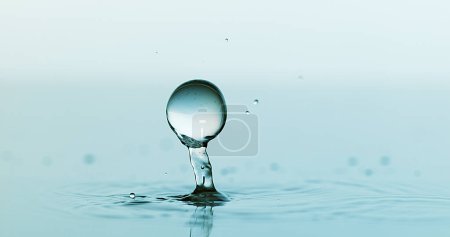 Photo for Gel Bowls Falling against blue Background - Royalty Free Image