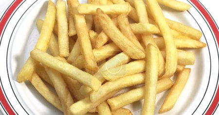 Photo for Plate with French Fries against White Background - Royalty Free Image
