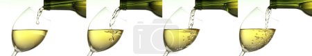 Photo for White Wine being poured into Glass, against White Background - Royalty Free Image