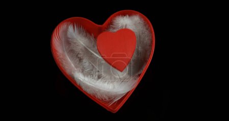 Photo for Red Heart and Feather for Saint Valentine's Day, - Royalty Free Image