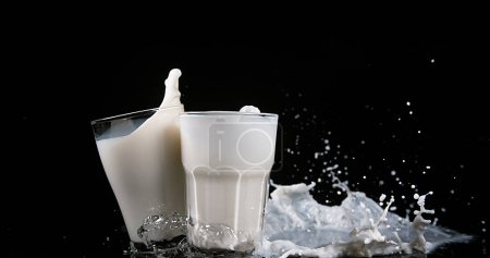 Photo for Glass of Milk splatching against White Background - Royalty Free Image