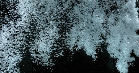 Téléchargez les photos : Bulles d'air dans l'eau sur fond noir - en image libre de droit