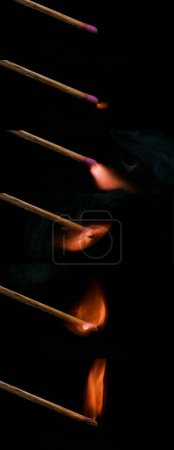Photo for Igniting Matches against Black background - Royalty Free Image