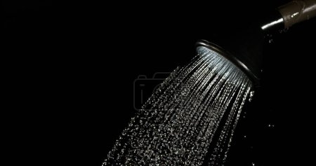 Photo for Water Flowing From a Watering Can on Black Background - Royalty Free Image