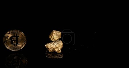 Photo for Bitcoins on Black Background. Bitcoins on Black Background - Royalty Free Image