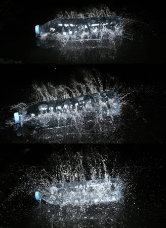 Foto de Explosión de agua y salpicaduras contra fondo negro - Imagen libre de derechos