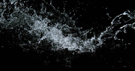 Téléchargez les photos : Explosion et éclaboussures d'eau sur fond noir - en image libre de droit