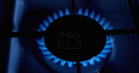 Photo for Gas Stove Burners, Blue Flame, Kitchen - Royalty Free Image