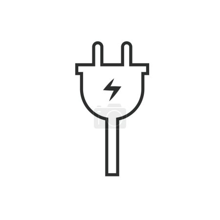 electric cord black line  icon vector