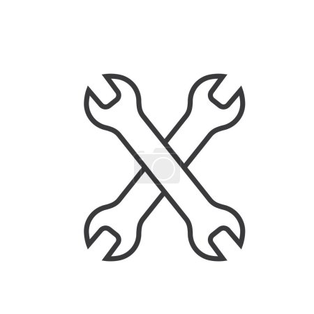 Téléchargez les illustrations : Wrench crossed line icon vector element design template web - en licence libre de droit