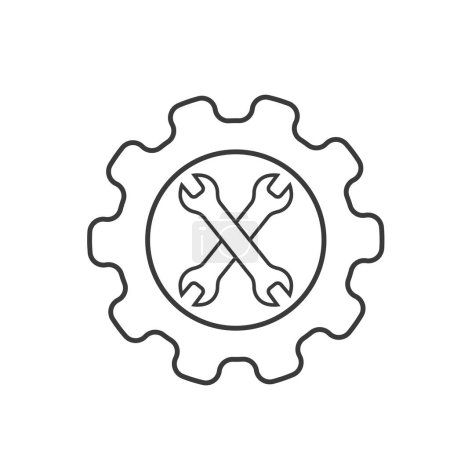 Téléchargez les illustrations : Wrench crossed gear line icon vector element design template web - en licence libre de droit