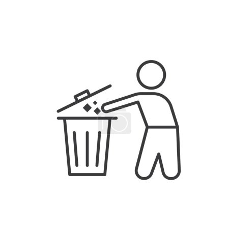 throw garbage line  icon vector design template web